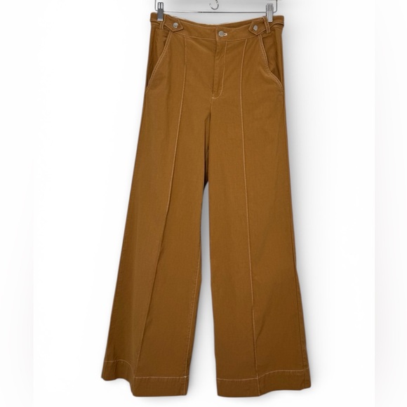 Anthropologie Maeve Wide Leg Pants High Rise Camel Brown US 10 - Picture 3 of 14